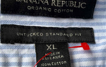 Load image into Gallery viewer, Banana Republic Mens Light Blue White Striped Standard Fit Button-Up Shirt Sz XL
