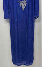 Load image into Gallery viewer, Black Tie Womens Blue Embellished Long Sleeve Back-Zip Maxi Dress Size 14
