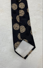 Load image into Gallery viewer, Countess Wara Mens Black Beige Polka Dot Adjustable Pointed Tie One Size
