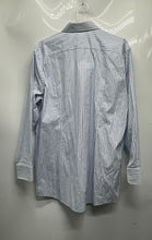 Load image into Gallery viewer, Hugo Boss Mens Blue White Striped Cotton Sharp Fit Dress Shirt Size 17
