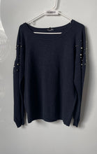 Load image into Gallery viewer, INC International Concepts Womens Navy Blue Beaded Pullover Sweater Sz L w/ Tags
