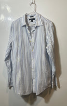 Load image into Gallery viewer, Banana Republic Mens White Striped Cotton Fitted Long Sleeve Dress Shirt Size L
