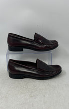 Load image into Gallery viewer, School Issue Womens Ivy Red Leather Moc Toe Slip-On Penny Loafer Shoes Size 7 W
