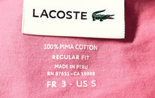 Load image into Gallery viewer, Lacoste Mens Pink Cotton Short Sleeve Crew Neck Pullover T-Shirt Size Small
