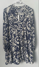 Load image into Gallery viewer, Zara Womens Blue And White Long Sleeve V-Neck Button Front Mini Dress XL W/Tags

