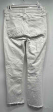Load image into Gallery viewer, Zara Womens White Raw Hem Stretch Cropped Straight Leg Jeans Pants Size 6
