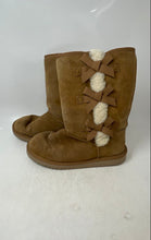 Load image into Gallery viewer, UGG Womens Victoria Tall 1015875 Khaki Suede Bow Mid-Calf Ice Snow Boots Size 9
