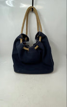 Load image into Gallery viewer, Michael Kors Womens Marina Blue Brown Double Rope Handle Charm Shoulder Bag
