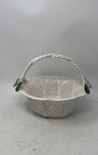 Load image into Gallery viewer, White Floral Engraved Ceramic Home Decorative Top Handle Centerpiece Basket
