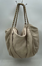 Load image into Gallery viewer, Elie Tahari Womens Beige Leather Chain Double Handle Zip Top Shoulder Bag

