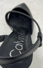 Load image into Gallery viewer, Calvin Klein Womens Greer Black Leather Pointed Toe Slingback Heels Size 8M
