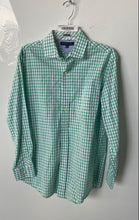 Load image into Gallery viewer, Tommy Hilfiger Mens Green &amp; White Gingham Print Long Sleeve Dress Shirt Size 16
