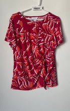 Load image into Gallery viewer, Liz Claiborne Womens Red Orange Leaf Short Sleeve Pullover Blouse Top Size M
