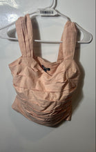 Load image into Gallery viewer, Express Womens Orange Pleated Wide Strap Side Zip Cropped Blouse Top Size S
