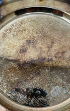 Load image into Gallery viewer, Vintage Silver Plated Round Shape Embossed Tableware Flatware Serving Tray
