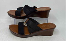 Load image into Gallery viewer, Italian Shoemakers Womens Black Brown Wedge Heel Slip-On Slide Sandals Size 10
