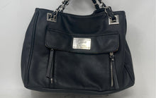 Load image into Gallery viewer, Nicole Miller Womens Black Leather Inner Pockets Double Handle Shoulder Bag
