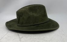 Load image into Gallery viewer, Unbranded Mens Olive Green Suede Wide Brim Adjustable Fedora Hat Size M
