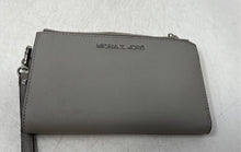 Load image into Gallery viewer, Michael Kors Womens Gray Leather ID Window Double Zip Wristlet Wallet
