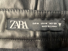Load image into Gallery viewer, Zara Womens Black Faux Leather Flat Front Back Slit Maxi Skirt Size Medium
