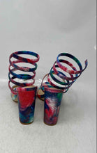 Load image into Gallery viewer, Cathy Din Womens Multicolor Tie Dye Open Toe Slip-On Gladiator Heels Size 9
