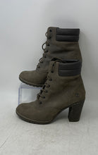 Load image into Gallery viewer, Timberland Womens Tillston Gray Green Block Heel Lace-Up Ankle Bootie Size 8.5
