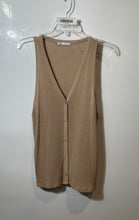 Load image into Gallery viewer, Zara Womens Brown Sleeveless Knitted Button-Front Cardigan Sweater Size L
