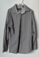 Load image into Gallery viewer, Sean John Mens White Black Geometric Tailored Fit Dress Shirt Size 16 1/2
