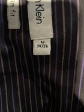 Load image into Gallery viewer, Calvin Klein Mens Multicolor Striped Print Long Sleeve Dress Shirt Size 16

