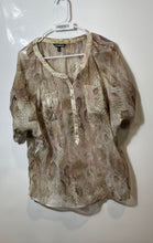 Load image into Gallery viewer, Express Womens Brown Animal Print Short Sleeve Round Neck Blouse Top Size Large
