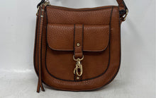 Load image into Gallery viewer, Just Fab Womens Brown Pebbled Leather Shoulder Adjustable Strap Crossbody Bag
