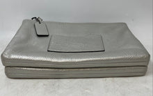 Load image into Gallery viewer, Coach Womens Silver Metallic Pebbled Leather Double Zip Charm Crossbody Handbag
