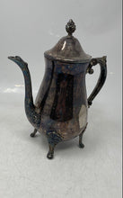 Load image into Gallery viewer, Silver Color Ornate Footed Collectible Victorian Coffee Teapot With Lid
