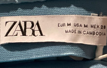 Load image into Gallery viewer, Zara Womens Blue Satin Effect Regular Fit Midi Pleated Skirt Size Medium
