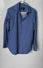 Load image into Gallery viewer, Bugatchi Mens Blue Geometric Print 8 Way Stretch Long Sleeve Button-Up Shirt
