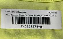 Load image into Gallery viewer, Ann Taylor Womens Lime Green Short Flared Sleeve Round Neck Blouse Top Size L
