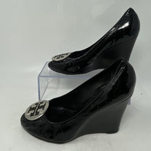 Load image into Gallery viewer, Authentic Tory Burch Womens Sally Black Wedge Pump Heels Size 7M Damaged Stained
