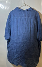 Load image into Gallery viewer, Perry Ellis Mens Blue Linen Short Sleeve Spread Collar Button-Up Shirt Size 3X

