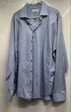 Load image into Gallery viewer, Calvin Klein Mens Blue White Grid Check Long Sleeve Dress Shirt Size 17.5 36/37
