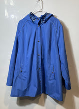 Load image into Gallery viewer, Dennis By Dennis Basso Womens Blue Long Sleeve Full Snap Hooded Rain Jacket 3X
