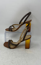 Load image into Gallery viewer, Michael Kors Womens Hazel Brown Gold Block Heel Ankle Strap Sandals Size 7.5M
