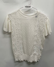 Load image into Gallery viewer, Forever 21 Womens White Flared Sleeve Crew Neck Lace Blouse Top Size Medium
