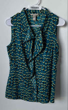 Load image into Gallery viewer, Banana Republic Womens Multicolor Geo Print Sleeveless Ruffle Blouse Top Size S
