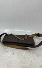 Load image into Gallery viewer, Michael Kors Womens Brown Monogram Print Zipper Small Shoulder Handbag
