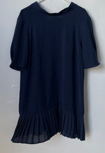 Load image into Gallery viewer, Zara Womens Dark Blue Pleated Short Sleeve Crew Neck Shift Dress Size XL
