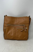 Load image into Gallery viewer, INC International Concepts Womens Brown Faux Leather Zip Top Crossbody Handbag
