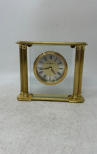 Load image into Gallery viewer, Vintage Howard Miller Gold Tone Roman Numeral Glass Face Mantel Clock Not Tested
