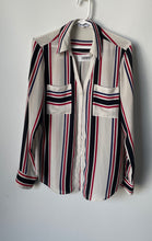 Load image into Gallery viewer, Express Womens Multicolor Striped Long Sleeve Slim Fit Button-Up Shirt Size M
