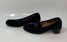 Load image into Gallery viewer, Authentic Salvatore Ferragamo Womens Black Suede Block Loafer Heels Size 5.5
