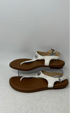 Load image into Gallery viewer, Michael Kors Womens White &amp; Brown Leather Buckle Strap Thong Sandals Size 6.5M
